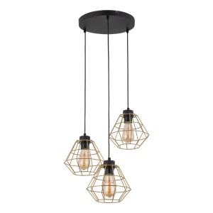 DIAMOND GOLD LAMPA WISZĄCA 3 PŁ