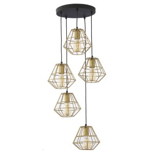 DIAMOND MM ZŁOTY PROSZEK  LAMPA WISZĄCA 5 KOŁO