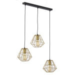 Lampa wisząca 3-punktowa nowoczesna/loftowa DIAMOND MM ZŁOTY LISTWA