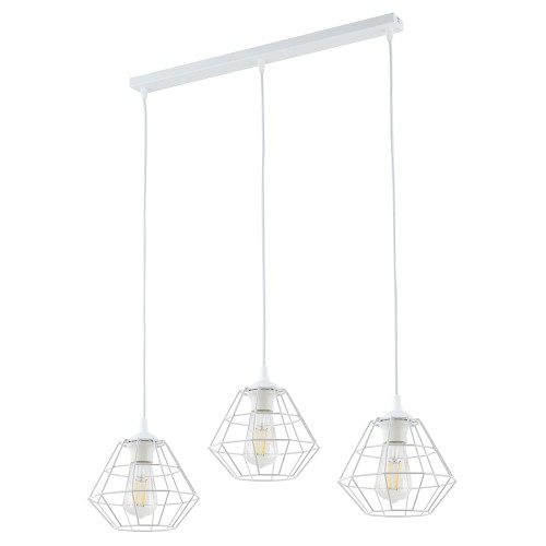 Lampa wisząca 3-punktowa nowoczesna/loftowa DIAMOND NEW WHITE PL LISTWA