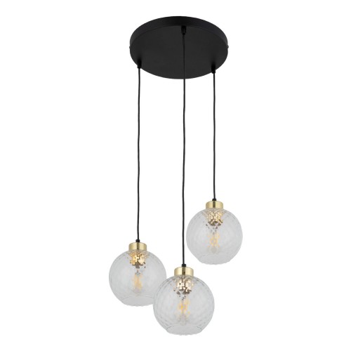 DEVON LAMPA WISZĄCA 3 KOŁO TRANSPARENT