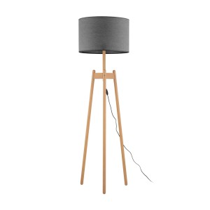 Lampa podłogowa z abażurem PEREZ GRAY sosna/szary