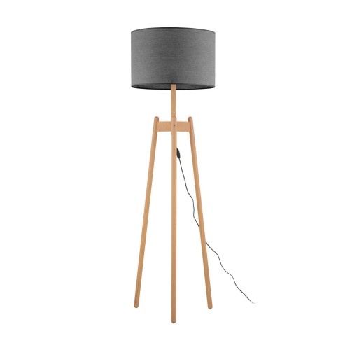 Lampa podłogowa z abażurem PEREZ GRAY sosna/szary