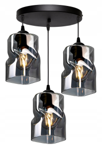 Lampa sufitowa wisząca 3-punktowa TWIST grafit/miodowy/transparentny  #359