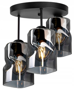 Lampa sufitowa 3-punktowa TWIST grafit/miodowy/transparentny  #360 
