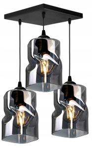 Lampa sufitowa wisząca 3-punktowa TWIST grafit/miodowy/transparentny #362