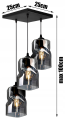 Lampa sufitowa wisząca 3-punktowa TWIST grafit/miodowy/transparentny #362
