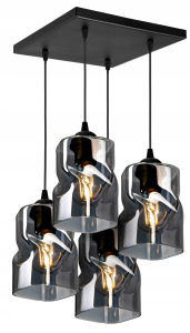 Lampa sufitowa wisząca 4-punktowa TWIST grafit/miodowy/transparentny #363 
