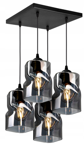 Lampa sufitowa wisząca 4-punktowa TWIST grafit/miodowy/transparentny #363 