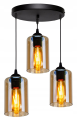 Lampa sufitowa wisząca 3-punktowa AMBER JAR czarny/bursztynowy #414 