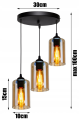 Lampa sufitowa wisząca 3-punktowa AMBER JAR czarny/bursztynowy #414 