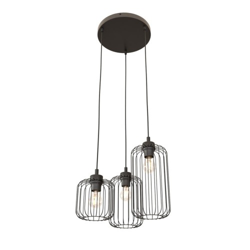Lampa wisząca druciak loftowa VANDER 3PREM BLACK
