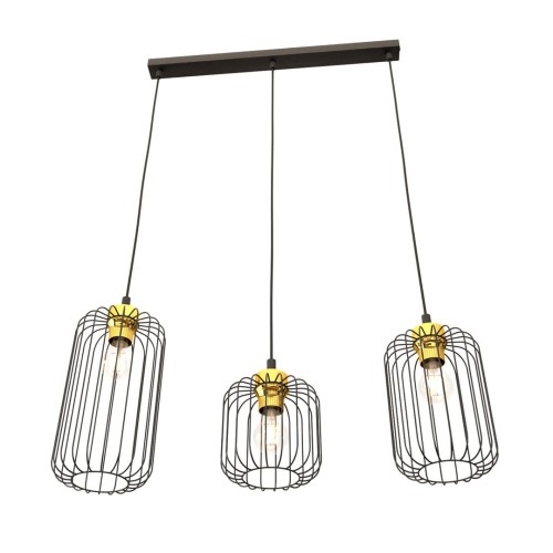 Lampa wisząca druciak loftowa VANDER 3 BLACK/GOLD