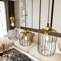 Lampa wisząca druciak loftowa VANDER 3 BLACK/GOLD