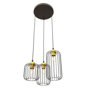 Lampa wisząca druciak loftowa VANDER 3PREM BLACK/GOLD