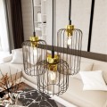 Lampa wisząca druciak loftowa VANDER 3PREM BLACK/GOLD