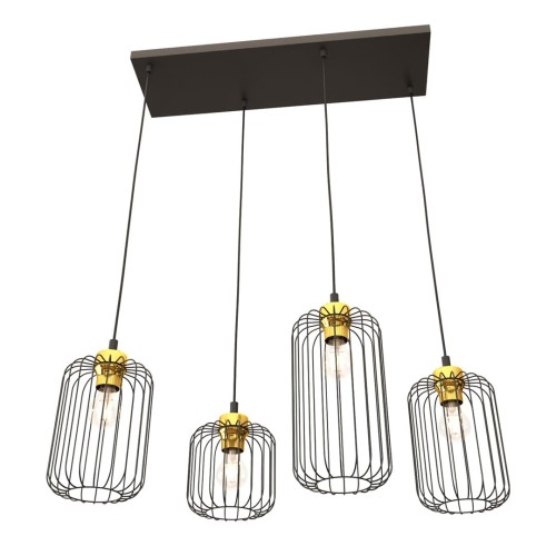 Lampa wisząca druciak loftowa VANDER 4 BLACK/GOLD