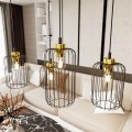 Lampa wisząca druciak loftowa VANDER 4 BLACK/GOLD
