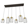 Lampa wisząca druciak loftowa VANDER 6 BLACK/GOLD