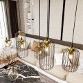 Lampa wisząca druciak loftowa VANDER 6 BLACK/GOLD