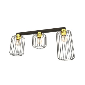 Lampa sufitowa druciak loftowa BARN 3 BLACK/GOLD