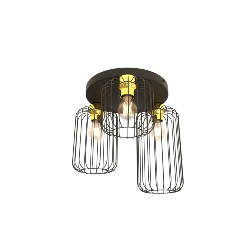 Lampa sufitowa druciak loftowa BARN 3PREM BLACK/GOLD