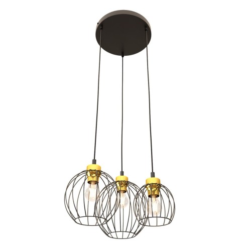 Lampa wisząca loftowa NANDO 3PREM BLACK/GOLD