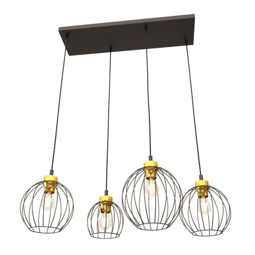 Lampa wisząca loftowa NANDO 4 BLACK/GOLD