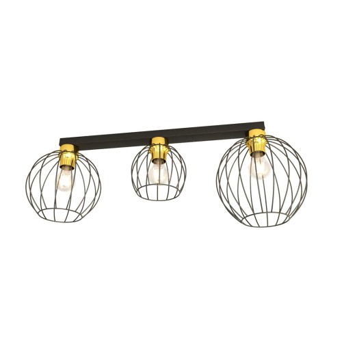 Lampa sufitowa druciana nowoczesna NEST 3 BLACK/GOLD