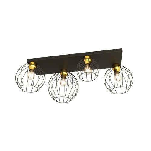 Lampa sufitowa druciana nowoczesna NEST 4 BLACK/GOLD