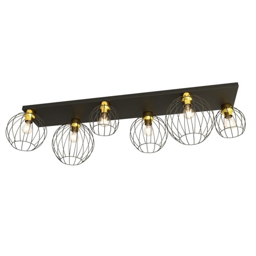 Lampa sufitowa druciana nowoczesna NEST 6 BLACK/GOLD