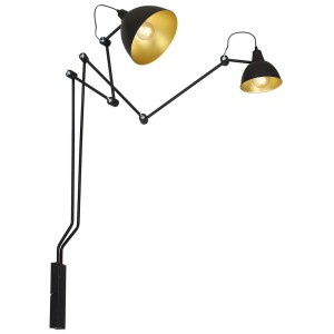 Kinkiet 2-punktowy z ruchomymi ramionami AIDA 2 BLACK/GOLD czarny/złoty