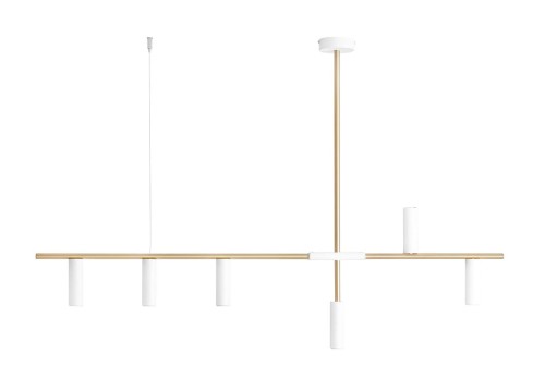 Lampa wisząca 6-punktowa TREVO 6 WHITE BRASS biały/mosiądz