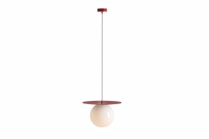 Lampa wisząca 1-punktowa z mlecznym kloszem LOOP RED WINE L czerwony