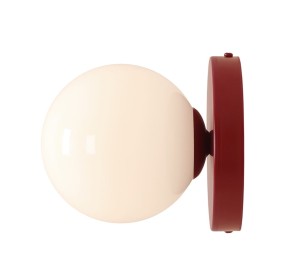 Kinkiet 1-punktowy z mlecznym kloszem BALL II RED WINE S czerwony