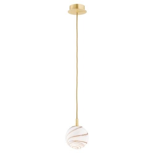 Lampa wisząca (mała) ALMIROS marmurek biało-brązowy/mosiądz