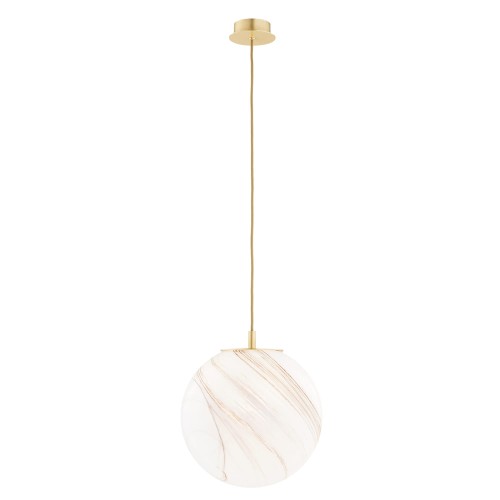 Lampa wisząca (duża) ALMIROS marmurek biało-brązowy/mosiądz