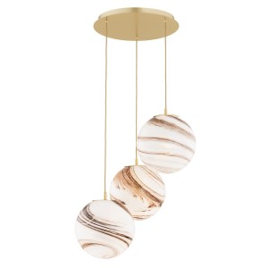 Lampa wisząca 3-punktowa ARUBA marmurek/mosiądz
