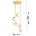 Lampa wisząca 5-punktowa ARUBA marmurek/mosiądz