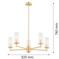 Lampa wisząc 5-punktowa HAMPTON mosiądz