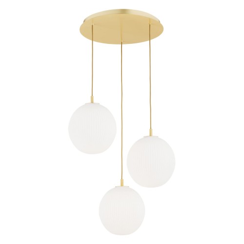 Lampa wisząca 3-punkotwa PALOMA mosiądz/opal