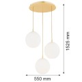 Lampa wisząca 3-punkotwa PALOMA mosiądz/opal