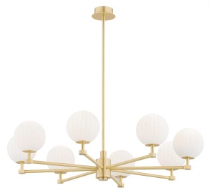Lampa wisząca/lampa sufitowa 8-punktowa PALOMA mosiądz/opal mat