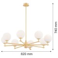 Lampa wisząca/lampa sufitowa 8-punktowa PALOMA mosiądz/opal mat
