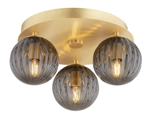 Lampa sufitowa z kloszami 3-punktowa PALOMA mosiądz/dymiony