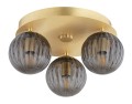 Lampa sufitowa z kloszami 3-punktowa PALOMA mosiądz/dymiony