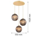 Lampa wisząca 3-punktowa PALOMA mosiądz/dymiony