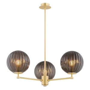 Lampa wisząca/lampa sufitowa 3-punktowa PALOMA mosiądz/dymiony