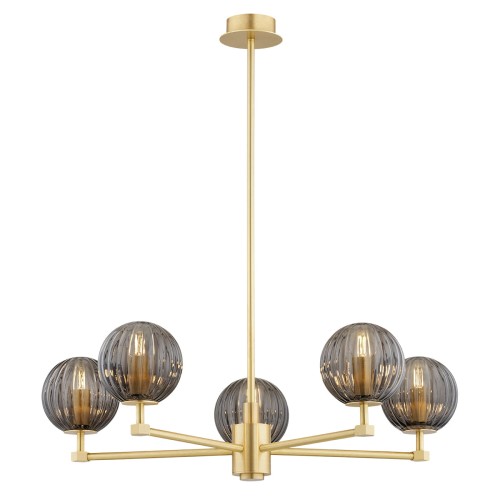 Lampa wisząca/lampa sufitowa 5-punktowa PALOMA mosiądz/dymiony