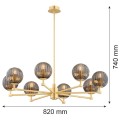 Lampa wisząca/lampa sufitowa 8-punktowa PALOMA mosiądz/dymiony